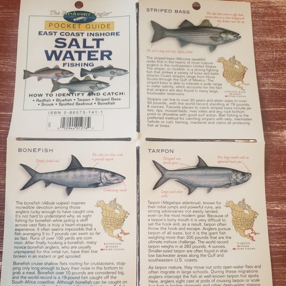 Fishing Laminated Pocket Guides - Set of 6 - Salt Water -West Coast -East Coast - Picture 12 of 13